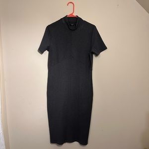 RIBBED CALF LENGTH KNIT DRESS
